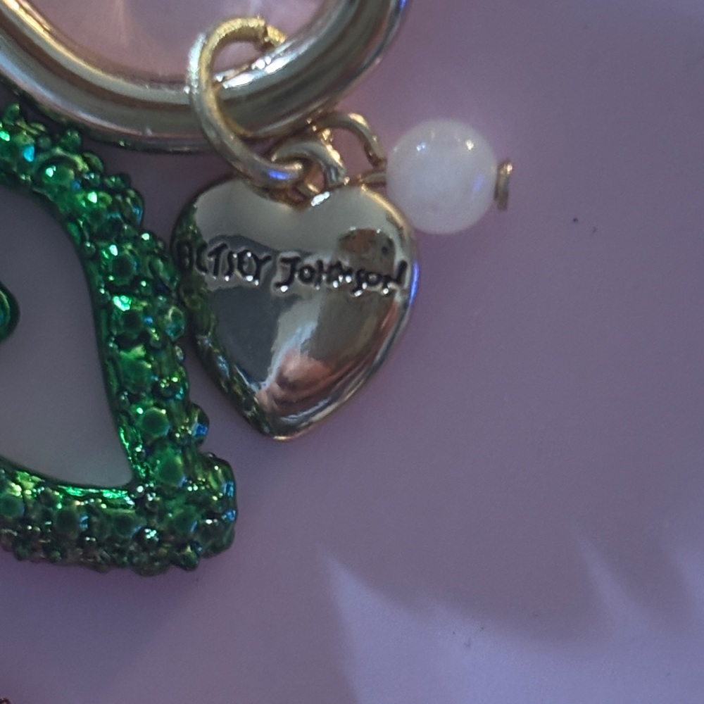 Betsey Johnson Glitter Cherry Keychain/Bag Charm - Picture 2 of 4